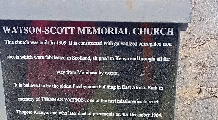 The Watson-Scott Memorial Church plaque